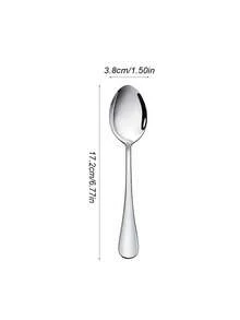 2/6/12/24 Pcs Stainless Steel Flatware Set, Including Soup Spoons, Durable Metal Spoons, Cereal Spoons, Mirror Polished Silverware, Dishwasher , Suitable For Home And Restaurant - Silver - View 2