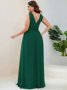 EVERPRETTY Đầm phù dâu màu xanh đậm, hở lưng, cạp cao, không tay, gợi cảm, thích hợp cho tiệc cưới, dạ hội mùa xuân hè. - Màu xanh lá cây đậm - Xem 2