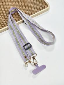 时尚花卉尼龙手机斜挎挂绳颈绳珍珠吊坠手链链子兼容通用配件 - 彩色 - 查看 17