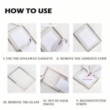 1 Peça Elegante Moldura de Foto de Metal e Vidro Prateada - Exposição Flutuante de 4x6/5x7/8x10 Polegadas, Design Curvo Transparente - Perfeita para Retrato/Arte/Decoração de Mesa - Presente de Feriado, Decoração Doméstica, Necessidade para Parede da Galeria, Exposição Moderna de Escritório, Suporte de Foto de Casamento, Moldura de Foto Simples, Fotos Predefinidas Aleatórias