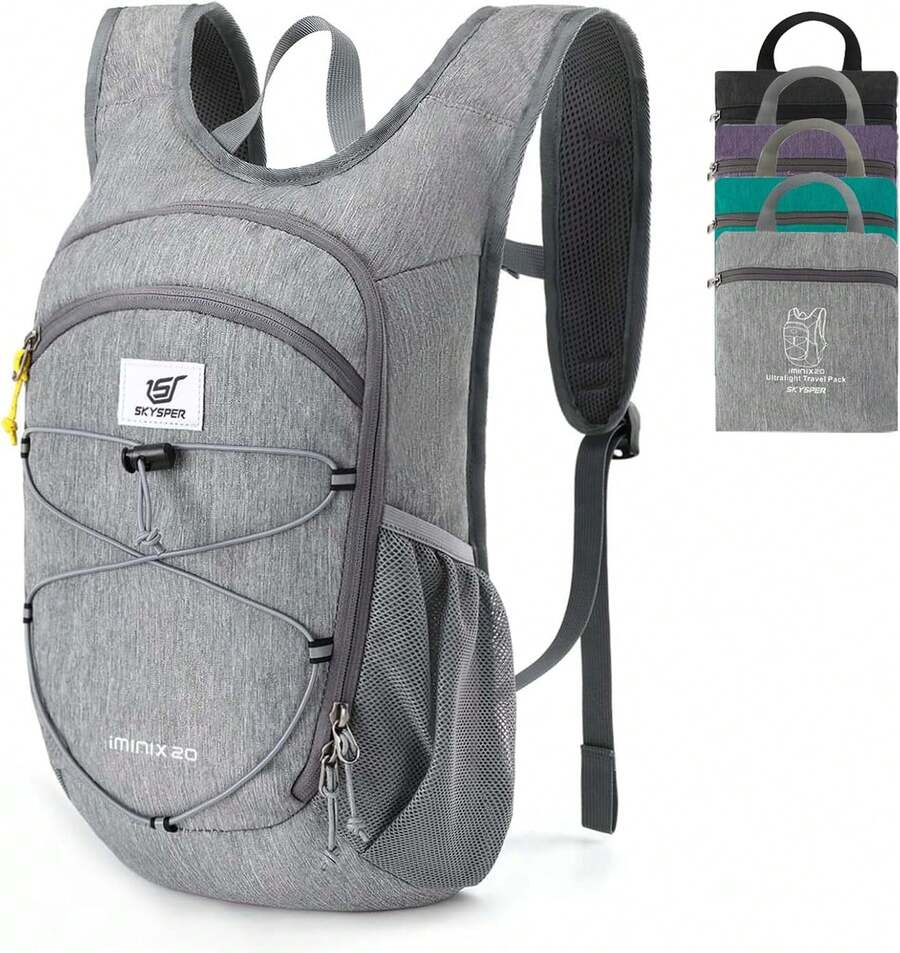 15L/20L Foldable Hiking Backpack Lightweight Packable Travel Daypack With Chest Strap Small Folding Pack For Walking - Grey - View 1