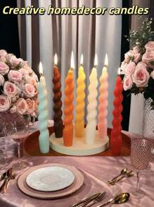 1pc/2pcs Ins Style Spiral Shape Scented Candle, Candlelight Candle, Decorative Table Candle, Room Decoration Custom Scented Candle, Suitable For Graduation Season, Eid, Home Decoration, Room Decoration, Wedding Decoration, Table Decoration, Scented Gifts