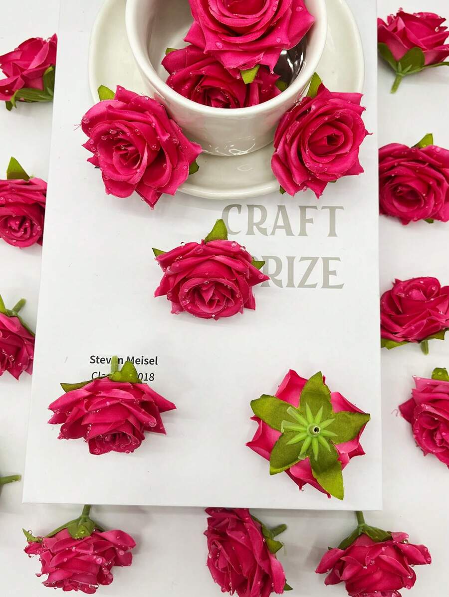 20/10/1pc Artificial Flowers Light Pink Roses Flower Heads For Wedding Party Decoration, Cake Decoration And Home Living Room Table Decoration,Fake Plants,Fall Decor,Room,Desk,Garden Decor