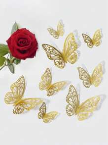 12 pièces Stickers muraux papillons 3D creux, pour décoration de gâteau, décoration de mariage, maison et salon, décoration d'anniversaire, stickers, décalcomanies murales, décoration pour la maison, décoration de fête pour l'intérieur et l'extérieur, articles de décoration de printemps, rafraîchissez votre maison, stickers de décoration de fête, cadeaux d'été, plage, rentrée scolaire, fournitures scolaires, décoration de chambre, cadeaux de remise des diplômes, décoration murale personnalisée