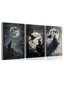 3 件万圣节女巫装饰、万圣节墙壁艺术、黑暗学院美学、女巫墙壁艺术、女巫家居装饰、女巫三联画、卧室装饰、客厅装饰、办公室装饰、餐厅墙壁装饰、厨房装饰、书房、走廊、宿舍装饰、浴室装饰、送给朋友的理想礼物、墙壁艺术、墙壁装饰、家居装饰、房间装饰、帆布墙壁艺术、海报、带框架的墙壁艺术、可选框架 - 彩色 - 查看 10