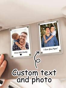 Custom Sun Visor Photos Clip,Personalized Car Sun Visor Clip,Customized Car Picture Decoration,Customizable Photos And Text Birthday Gifts,Acrylic Auto Parts-Diy Photo Frames,Valentine's Day Gifts,Father's Day Gifts,For Boyfriend,Girlfriend,Father,Bestie,Friend,Family,Anniversary,Unique Gifts