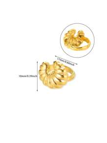 Waterproof Ring For Women Gold Color Stainless Steel Opening Rings Geometric Shell Flower Cute Ring Jewelry Daily Dainty Gift