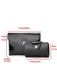 Conjunto Elegante de 3 Peças de Bolsas de Moda Feminina com Bordado - Estampa Geométrica Elegante, Bolsa de Couro Sintético e Carteira Tipo Clutch com Lenço