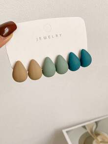 3 对时尚几何图案逗号耳环，可爱百搭的配饰