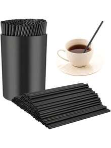 200 Pcs Black Coffee Stirrer And Holder Set – Plastic Coffee Stirrers With Holder For Mixing Coffee, Milk & Cocktails, Kitchen & Party Supplies - 1 - View 1