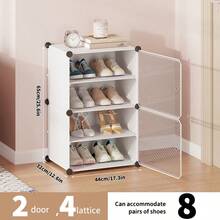 Zapatero con puerta, gabinete de zapatos de varios niveles, estantería de almacenamiento de zapatos de plástico, adecuado para armarios, pasillos, dormitorios, entradas - Multicolor - Ver 14