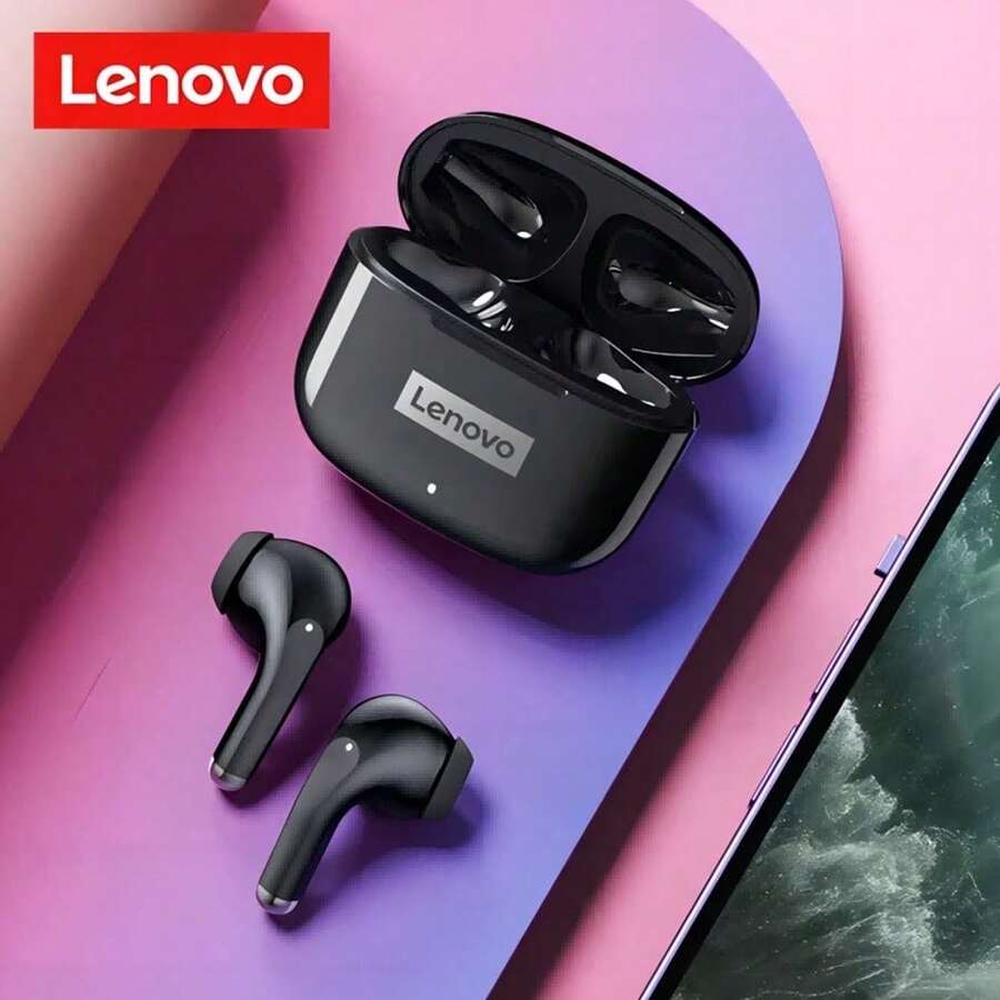 联想 LP40 Pro TWS 无线蓝牙 V5.1 耳机，入耳式运动耳机，防水降噪，中文包装及说明书 - 黑色 - 查看 1
