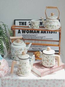 1个金属柄茶壶、木柄茶壶、陶瓷柄茶壶、小茶杯、茶叶罐、手工茶壶、家用搪瓷茶壶、桌面装饰搪瓷壶。这是一款便携式茶壶，非常适合户外露营和冬季室内泡茶。它也是馈赠亲朋好友的绝佳礼物。 - 米色 - 查看 5