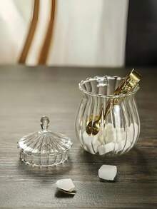 1 件欧式玻璃透明方形糖罐创意茶叶、咖啡豆、干果储存罐 - 彩色 - 查看 2