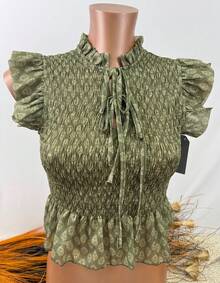 Women's Top With Prints, Casual Daily Wear, For The Summer Beach - xanh quân đội - Xem 2