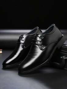 Men's Lace-Up Formal Dress Leather Shoes, Size 39-44, Daily Casual Shoes With Brand Style, Business/Office/Formal Suit Oxfords, Fashion & Versatile For Banquet, Party, Wedding, Spring/Summer/Autumn Formal/Business Formal