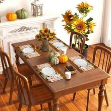 1/4/6pcs Autumn Series Plaid, Cow, Sunflower, Leaf Print Decorative Placemats, Table Mats For Party Kitchen Dining Decoration. Hand Washable 100% Linen Placemats/Coffee Cup Coasters - Ideal For Dining Tables, Restaurants, Birthday & Party Decorations, Home Decoration, Table Decoration, Party Decoration, Wedding Decoration, Dining Room & Kitchen Decoration, Room Decoration. - ZYMCD-253 - View 7