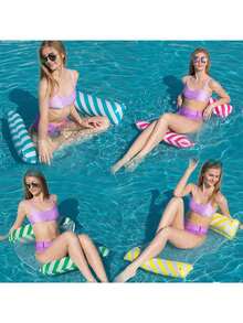 1Pc,Inflatable Swimming Ring, Water Sofa, Foldable, Water Toy, Hammock Water Sofa, Suitable For Sea, Swimming Pool, Outdoor Sunbathing, Inflatable Toy, Swimming, Outdoor Toy, Beach Holiday Toy - Multicolor - View 6