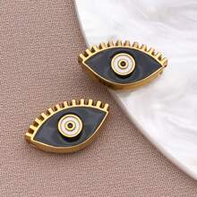 2pcs Fashion Enamel Stainless Steel Devil Eye Spacer Beads Charm High Quality Gold Plated Eye Spacer Beads Jewelry Findings For Necklaces, Bracelets, Earrings, Jewelry Making And DIY Crafts
