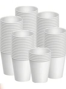 100pcs White Thickened Paper Cups, Disposable Milk Tea Coffee Cup, Disposable Craft Paper Colored Cups With Lid, Double-Layer Insulated Disposable Coffee/ Milk Tea Paper Cup , Festival, Party , For Christmas Party