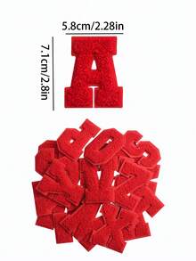 26 Stücke selbstklebende Chenille Buchstaben Patches A-Z, Chenille Buchstaben für Kleidung, Stoffe, Schuhe, Taschen (Rot) - Verschiedenfarbig - Übersicht 4