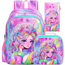 3PCS Unicorn Backpack For Girls, 16"Kids Bookbag With Lunch Box, School Bag For Elementary Preschool Toddler - Backpack - View 13