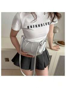 French Small Croissant Single Shoulder Bag Mendu 2024 New Fashion 100 Riding Smart Diagonal Shoulder Bag Ladies' Corner Shoulder Small Diagonal Drag Wandering Side Handbag Wrapped Wallet - Silver - View 5