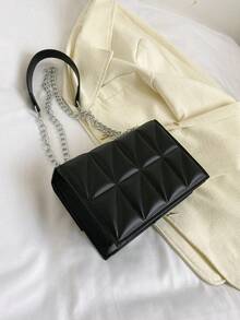 Women's Fashion Crease-Resistant Chain Strap Shoulder Bag, For Daily Use - Black - View 8