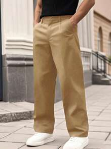 Pantalones sueltos casuales con bolsillos y pierna ancha para hombres
