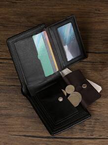 HOVI'S Portafoglio slim da uomo in PU leggero - Design bifold minimalista con finestra per il ID, più di 10 vani per le carte e tasca porta monete (11,8 cm compatto)