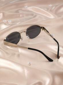 1 Paar ovale metallgraue Retro & elegante Business-Stil Brillen für Damen, geeignet für den täglichen Gebrauch
