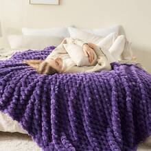 Super Soft King Blanket Pink Premium Silky Flannel Fleece 3D Ribbed Jacquard Lightweight Bed Blanket All Season Use (Pink Ribbed, King(90"X110")) - 紫色 - 查看 3
