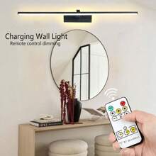 LED Modern Rechargeable Wall Sconce Battery Operated Mirror Light Home Decor Fixtures Set Wall Lights Home Decor Fixtures For Living Room With Remote Control, Dimmable/Night-Light/Memory, Black Modern Wireless LED Sconce Luxury Home Decor For Living Room Led Wall Sconce Hallway Bedroom 40CM/60CM(1/2 Packs 4000mAh)