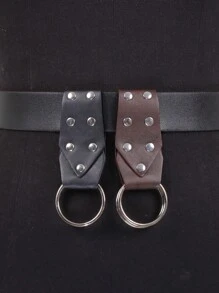 1 Stück Gürtelschnalle mit Kreisform, mittelalterlich-vikingerischer Renaissance-Kleidungsaccessoire, PU-Leder, für Röcke und Outdoor-Ausrüstung, Halloween