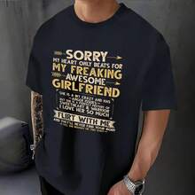 My Girlfriend Me Funny T-Shirt Print Short Sleeve T-Shirt T Shirt Black T Shirt Printed Short Sleeve T-Shirt For Summer Graphic Tees Graffiti Shirt Round Neck Oversized T Shirt Sleeve Casual T-Shirt, Street Hip Hop Style T-Shirt 100% Heavy Cotton All-Season Wear Individuality Unisex Top Gifts For Girlfriend Boyfriend - 黑色-9 - 查看 3