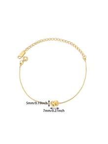 1pc Cute Bubble Letter Bracelet, Delicate Gold-Tone Letter Bracelet, 18K Gold Plated Stainless Steel Bracelet, Minimalist Fashion Jewelry - Yellow Gold - View 15