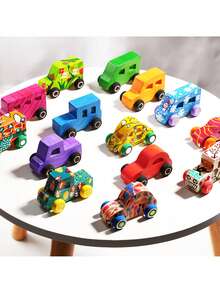 8 piezas/set Juguetes de coche de madera DIY para pintar, juguetes de coche de madera DIY, coches de madera sin terminar, manualidades para estudiantes y actividades en el hogar, set de tiempo familiar y carpintería fácil, kit para construir y pintar tu propio coche y camión, regalos para niños - Caqui - Ver 11