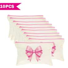 1/5/10/20 件可爱甜美蝴蝶结装饰帆布拉链袋套装，Y2K 风格蝴蝶结配饰收纳袋，旅行化妆洗漱用品收纳袋，文具袋，派对礼品袋，浴室旅行多功能收纳袋化妆刷架手拿包，度假暑假返校学校用品袋，女士旅行包，旅行化妆包