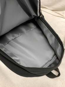 1pc Unisex Plain Color Backpack, Fashionable Versatile Large Capacity Casual Daypack For Work, School, Commute School Bag - Black - View 7