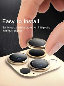 3pcs Camera Lens Protector Film/Sticker Compatible With IPhone 17/17 Air/17 Pro/17 Pro Max/16/15/14/13/12/11 Pro Max/15/16 Plus - Gold - View 4