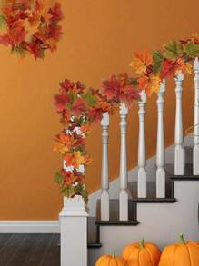 2/1 Stücke Herbst Ahorn Blätter Girlande, Party Freude 5,6 Fuß Künstliche Ahorn Blatt Herbst Girlande zum Aufhängen, Herbst Reben Tischdekoration, Herbstdekoration für Haustür, drinnen und draußen, Thanksgiving-Dekoration