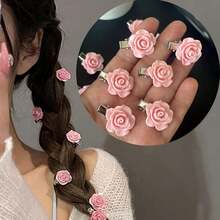 10pcs Rose Hair Clips, Women Hair Accessories,Hair Barrettes, School Stuff - Red - View 14