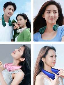 免提颈扇 - 三速 USB 可充电可穿戴风扇，1200mAh 便携式个人冷却器，适用于户外/运动/办公室，超静音 <40dB 运行，是通勤者/运动员/老年人的时尚夏季礼物，非常适合父亲节和夏季旅行、母亲节礼物、生日礼物 - 彩色 - 查看 9