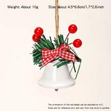 Christmas Bell Decorations, Metal Hanging Decor With Red Berries And Plaid Bow, Suitable For Holiday Tree And Wreath Decor, No Power Needed, Festive Wall And Entryway Decoration Christmas Decorations Winter Room Decor