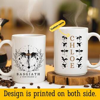 1 Pc Fourth Wing Inspired Custom Mug - Personalized Basgiath War College Coffee Cup - Xaden Riorson & Violet Sorrengail Fan Gift - Dragon Rider Themed Ceramic - Bookish Fantasy Lover Present - 11oz/15oz Options,Brunch-Ready
