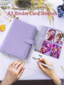 1 套(1 个封面 + 25 张内页)/ 仅 25 张替换内页 / 仅 50 张替换内页 - 6 孔 A5 PU 皮革活页相册,含 25 个卡套,迷你卡片收纳本,DIY 卡片收藏相册旅行日记,优雅长方形照片收纳本,适用于迷你电影、家庭、周年纪念、毕业、婚礼等场合,手工相册,适合存放迷你电影、家庭照片和周年纪念照片 - 彩色 - 查看 5