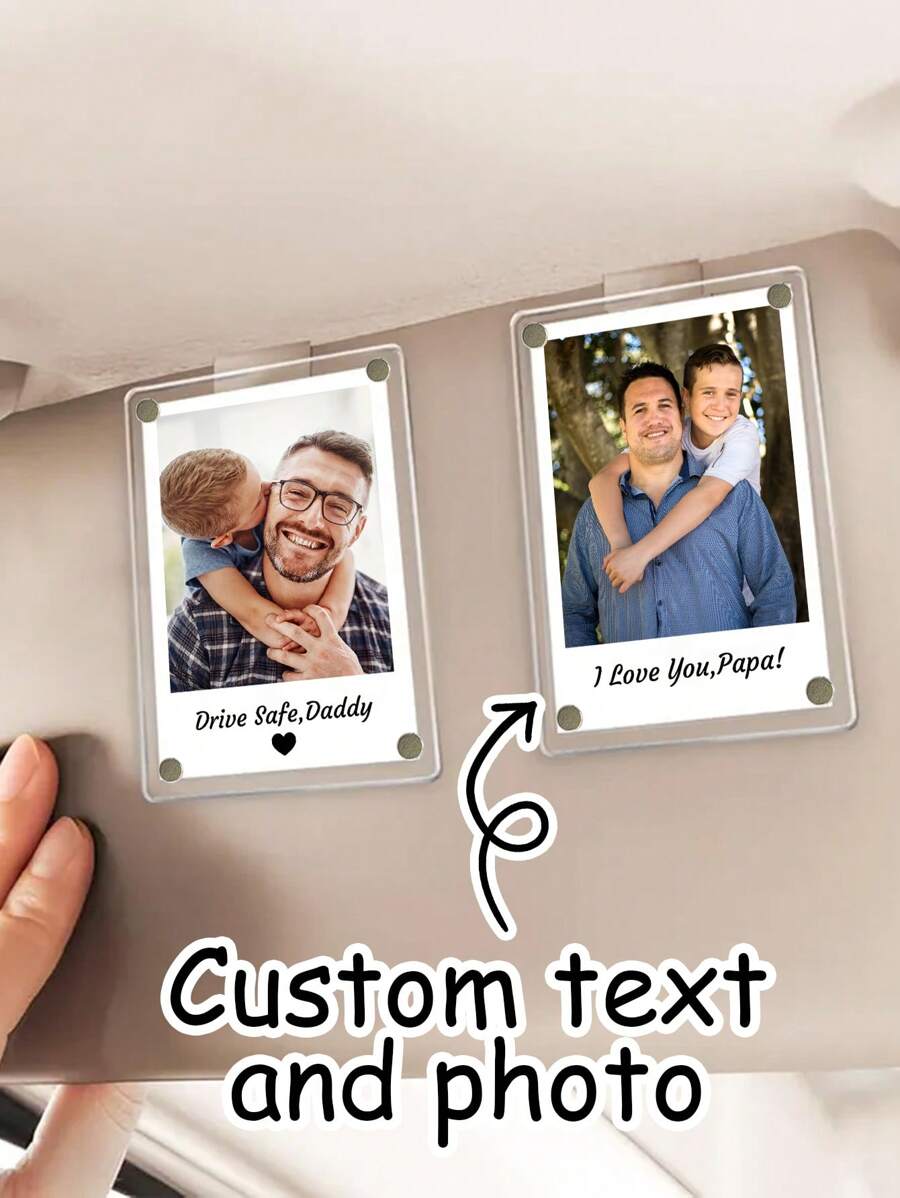 Custom Sun Visor Photos Clip,Personalized Car Sun Visor Clip,Customized Car Picture Decoration,Customizable Photos And Text Birthday Gifts,Acrylic Auto Parts-Diy Photo Frames,Valentine's Day Gifts,Father's Day Gifts,For Boyfriend,Girlfriend,Father,Bestie,Friend,Family,Anniversary,Unique Gifts
