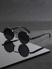 1 par de gafas redondas de estilo steampunk de moda para hombres, con diseño de patilla de resorte, adecuadas para deportes al aire libre, ciclismo, conducción, pesca, viajes y vacaciones en la playa