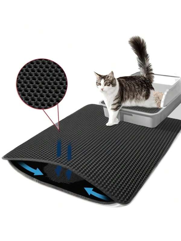 Cat Litter Mat, Large Double Layer Honeycomb Litter Trap Mat, Non-Slip And Waterproof, Floor Litter Box Anti-Pee Mat, Litter Mat, Cat Supplies, Black (Multiple Sizes Available)