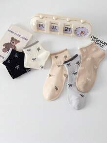 5/10 par krótkich skarpetek z kokardką, urocze skarpetki do kostki z niskim wycięciem na lato i jesień, miękkie, oddychające, modne, codzienne skarpetki żeglarskie, odpowiednie do noszenia na co dzień